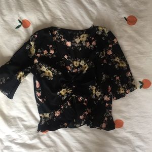 Topshop rouched floral crop top